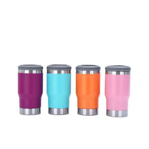 Refroidisseur de canettes en acier inoxydable 4 en 1 de 14 oz avec 2 couvercles, isolé pour canettes fines de 12 oz, bouteilles de bière, porte-vin en métal, boissons mixtes - Product Image 6