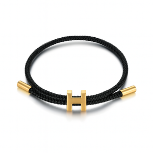 Bracciale in corda intrecciata regolabile con chiusura magnetica placcato oro Unisex gioielli di moda per uomini e donne regalo accessori Casual - Product Image 1