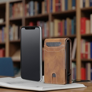 Cartera Ultrafina para Hombre con Protección RFID, Estilo Vintage, de Cuero y Poliéster, Minimalista, con Bolsillo Frontal para Tarjetas, Doble Pliegue, con Clip Pequeño - Product Image 6