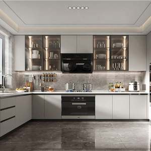 Prix des armoires de cuisine coréennes SANTOPOVA en acrylique 3D, mini, noires, Aristokraft, haute brillance, aux Philippines - Product Image 4