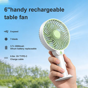 6'' 5-speed <strong>Handy</strong> Rechargeable Table Fan Portable Mini Fan Air Cooler Handheld Electric Fan with Phone <strong>Holder</strong> - Product Image 2