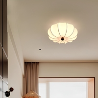 Plafonnier en Faux Soie Effet Pétale de Citrouille, Style Wabi Sabi Japonais Crème, Dimmable E27 pour Chambre, Salon, Salle à Manger, Bureau