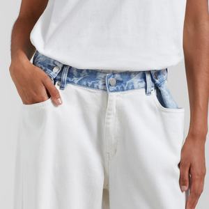 Pantalones Vaqueros de Mezclilla Lavada de Alta Calidad Personalizados al por Mayor, Jeans Blancos/Azules, Jeans Rectos para Mujer - Product Image 3