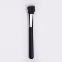 Kuas Makeup Wajah Profesional Bulu Sintetis Gagang Kayu Panjang untuk Blush, Foundation, dan Bedak, Logo Dapat Disesuaikan