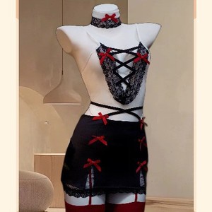 Conjunto de Lencería Sexy y Dulce con Falda de Bloques de Color, Fibra de Poliéster, Ropa de Dormir para Juego de Roles para Chicas Jóvenes 8142 - Product Image 4