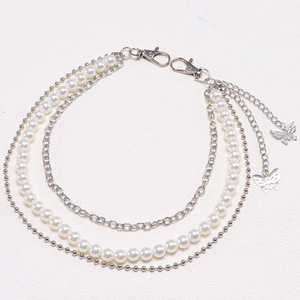 Chaîne de taille Yueli pour femme, multi-couches, imitation perles, double anneau, avec breloque papillon, style Hip Hop Punk, pour usage quotidien - Product Image 3