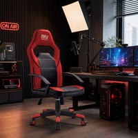 Chaise de jeu ergonomique à dossier haut, mécanisme d'inclinaison papillon, accoudoirs incurvés, chaise de bureau pivotante en cuir PU