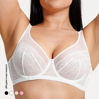 Soutien-gorge taille plus respirant à armatures et couvrance totale avec bonnets minimisateurs en dentelle non doublée, collection Wholesale Logo pour femmes de Waistdear