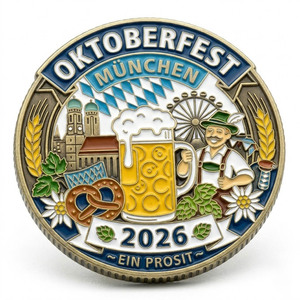 Épinglette Souvenir Ronde Personnalisée en Alliage de Zinc Doré Antique avec Émail Souple <span class=keywords><strong>pour</strong></span> les Célébrations de l'Oktoberfest 2026 – Vente en Gros - Product Image 3