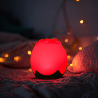 Veilleuse LED en silicone en forme de rose charmante, rechargeable avec contrôle tactile pour chambre d'enfant, chambre de bébé