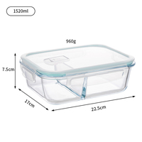 Contenants de stockage alimentaire en verre avec couvercles hermétiques anti-fuite de forme rectangulaire, capacité adaptée au micro-ondes, au four et au lave-vaisselle