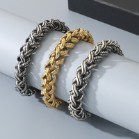 Bracelet pour homme en acier inoxydable, style vintage, avec chaîne torsadée en corde et collier chaîne os de dragon, ensemble de décoration style urbain