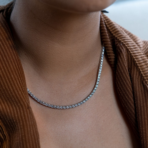 Premium Gold Round Brilliant Cut Lab Grown Diamond Tennis Chain Necklace IGI Certified Elegant Fine Jewelry Collection - Product Image 5