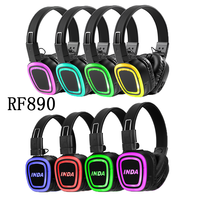 Headset Disko Lipat Tanpa Suara 12 Jam Waktu Kerja HiFi RF890 Headset Pesta Nirkabel dengan Indikator Daya Terlihat