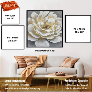 UNIART Hand Oil Painting Gold Leaf Flower Landscape Abstract on <strong>Canvas</strong> Large Decor Gift Art Wall Adornment Pictures - Product Image 4
