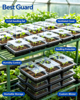 Emballage en blister PET personnalisé Best Guard, recyclable, épaisseur 1 mm, boîte à clapet pour le transport de semis et de boutures de plantes