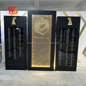 Panel de fondo de acrílico negro cuadrado personalizado lujoso moderno liso cartel de bienvenida para decoración de boda - Product Image 5