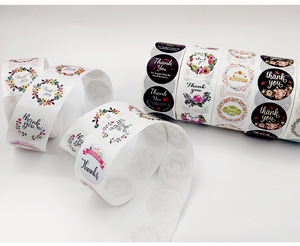 Envío Rápido, Personalizado, al por Mayor, 500 Piezas por Rollo, Etiquetas Adhesivas Redondas con Flores de Agradecimiento para Pequeñas Empresas - Product Image 5