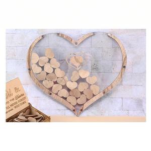 Onemax Wooden Wedding Guest Book and <b>Hearts</b> <b>Wood</b> Photo Frame Drop Box Wedding Decoration - Product Image 4
