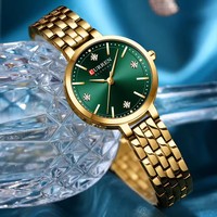 CURREN 9106 jam tangan kuarsa untuk wanita, arloji mewah 3ATM tahan air bercahaya baja tahan karat, jam tangan pesona santai untuk wanita
