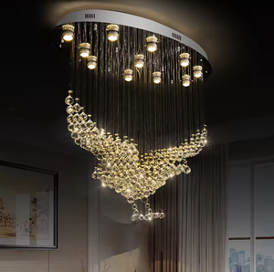 Éclairage de salle de banquet lustre aigle turc en forme de k9 cristal goutte de pluie pendentif décoratif pour projet d'hôtel - Product Image 4