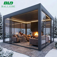 Pergola bioclimatique moderne en aluminium pour l'extérieur, facile à assembler, avec toit à lames motorisées, pour restaurants, pavillon d'ombrage