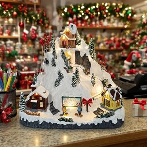 عيد الميلاد زينة عيد الميلاد قرية عيد الميلاد مع زخرفة ليد منتجع الثلج التزلج تتحرك التماثيل لديكور عيد الميلاد - Product Image 3