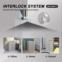 Armoire de classement verticale moderne à 3 tiroirs en acier ignifuge et écologique, polyvalente pour l'extérieur, l'école, la salle de sport, l'atelier, l'hôpital, le supermarché