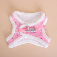 Harnais pour animaux de compagnie en polaire chaude, motif marguerite mignon, réglable, pour chat et chien, gilet doux en peluche pour petits chiens, pour la marche en automne et en hiver