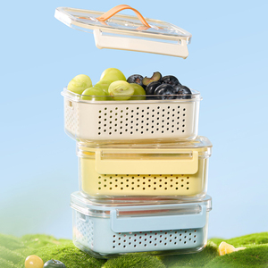 Contenedor de Almacenamiento de Alimentos para Refrigerador de Alta Calidad con Cesta de Drenaje, Hermético, Libre de BPA - Product Image 3