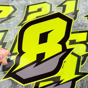 0123456789 número verde DIY casco de motocicleta protector solar calcomanías de vinilo impermeable motocicleta pegatinas tanque de combustible <span class=keywords><strong>carenado</strong></span> coche calcomanías - Product Image 4