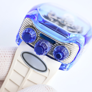 2025 Hot Selling Blue Transparent Case Rubber Strap Mechanical <strong>Watch</strong> Casual Business <strong>Watch</strong> <strong>Watch</strong> for Men - Product Image 3
