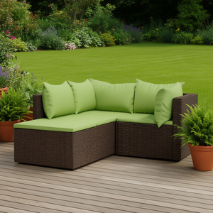 Set Divano Angolare da Esterno in Rattan PE Marrone Regolabile con Cuscini in Schiuma ad Alta Densità per Giardino - Product Image 2
