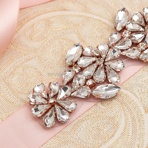 حزام كريستال فضي وذهبي وذهبي وردي RE5024 مزين بالألماس لفستان الزفاف - Product Image 5