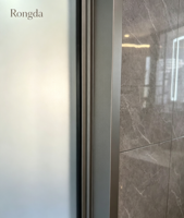 Pintu Ayun Kamar Mandi Kaca Tempered Buram dengan Bingkai Aluminium Ultra Tipis, Pintu Toilet, Pintu Kaca untuk Proyek Hotel & Apartemen