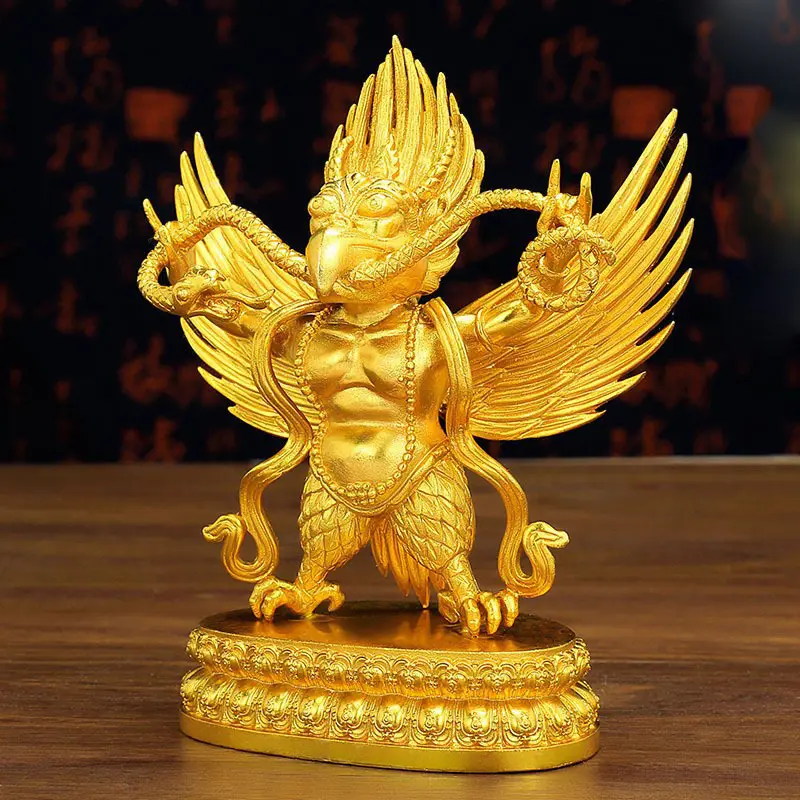 สีบรอนซ์บริสุทธิ์ทอง roc นกปีกทองรูปปั้นพระพุทธรูปพระพุทธรูปทิเบตตกแต่งเสิร์ฟพระพุทธรูปตกแต่งบ้านสูง 12 ซม