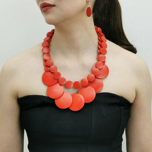 Bijoux africains pour femmes Ensemble de colliers et boucles d'oreilles africains pour femmes noires Colliers de perles épaisses Accessoires de <span class=keywords><strong>tenue</strong></span> - Product Image 2