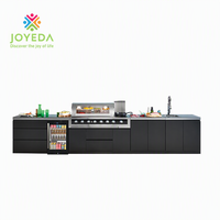 JOYEDA Îlot de barbecue classique modulaire pour l'extérieur avec station de cuisson en acier inoxydable et éclairage LED résistant aux intempéries pour les rassemblements en plein air