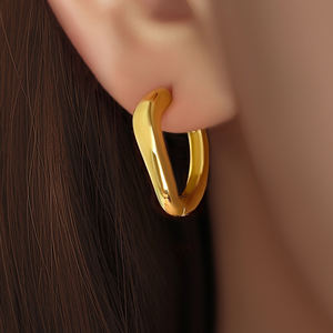 Pendientes de Aro Huggies Sencillos al por Mayor, Chapados en Oro de 18K con Circonita Cúbica, Joyería para Mujer - Product Image 6