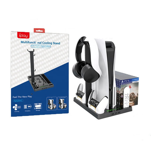 Game Universal Function Storage Stand with Cooling Fan Base Charger Dock for PS5 Controller