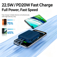 Neue Mini-Powerbank 20000 mAh Schlanke Tragbare Powerbanks USB-C Typ-C Kabel Externe Batterie Powerbanks 20000mAh Outdoor