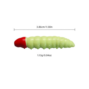 Señuelo blando flotante de <span class=keywords><strong>gusano</strong></span> de la harina, versión luminosa, elástico y saltarín, 3.8cm 1g, a granel o 12 unidades por botella, para pesca de peces grandes - Product Image 2