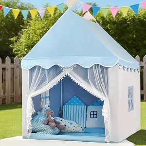 Grande tente bleue en forme de maison pour enfants Maison de jeu intérieure et extérieure pour garçons et filles - Product Image 6