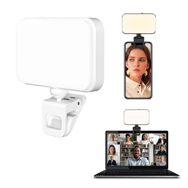 Hot Selling 60 LED Rechargeable Mini Portable Clip-On Selfie Ring Light Adjustable Color Temperature (2800-6000K) Compatible for