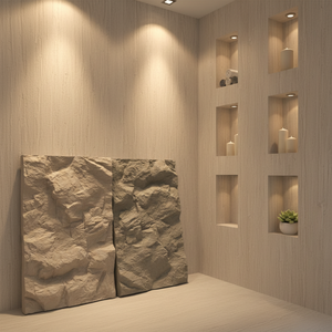 Panneaux <span class=keywords><strong>de</strong></span> pierre en PU Vanjoin, grands formats, utilisation hôtelière moderne, écologiques, ignifuges, imperméables, imitation pierre - Product Image 1