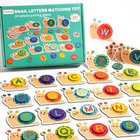 Enfants d'âge préscolaire ABC lettres en bois chiffres en forme d'escargot et Alphabets ensemble de cartes Flash jeu de Puzzle assorti