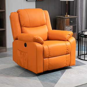 Fauteuil moderne modulaire une place en cuir PU avec accoudoirs rembourrés, dossier ouvert, structure métallique et inclinaison télécommandée - Product Image 1