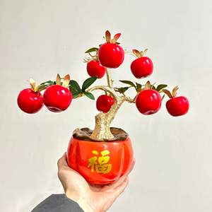 Décoration d'<span class=keywords><strong>arbre</strong></span> de kaki artificiel de style chinois, ornement de bonsaï fruit de la chance doré pour la maison, le bureau, la présentation de festival, ou comme cadeau - Product Image 6