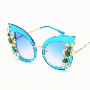 Gafas de Sol de Moda al por Mayor, Estilo Vintage, Montura Grande, con Diamantes, Gafas de Sol de Ojo de Gato con Pedrería para Mujer - Product Image 5