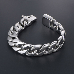 Titanium Steel Chain <b>Bracelet</b> 20.5Cm <b>Snap</b> Clasp Men's Fashion Jewelry CE045 - Product Image 2